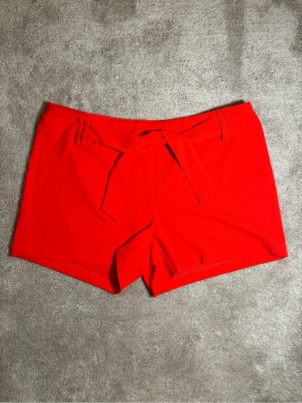 Soho Bright Red High Waist Tie-Front Shorts